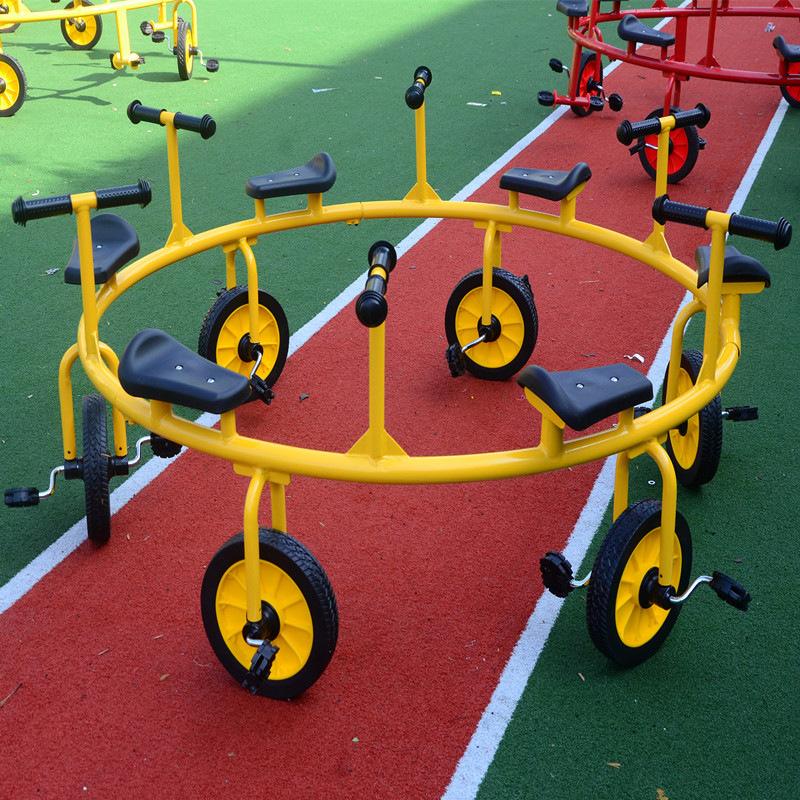 幼儿园多人旋转脚踏三轮车转椅4座6座8座儿童旋转童车脚踏车