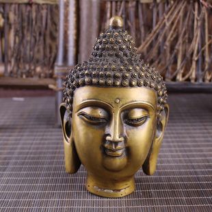 精品促销白铜器书房摆件古玩收藏复古仿古的精美礼品 佛头像小号