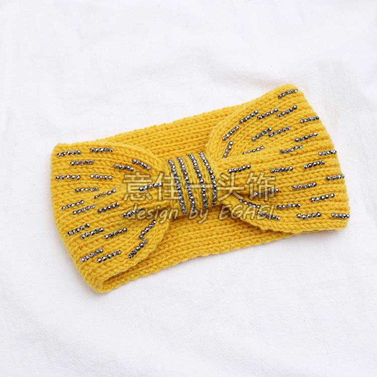 Factory Direct Sales New European and American Knitted Wool Hair Band Flat Needle Big Bow Women's Knitted Outing Headband