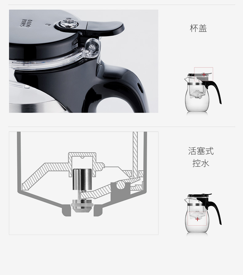 尚明a-16飘逸杯耐热玻璃茶具可拆洗泡茶壶过滤器茶杯玲珑杯600ml