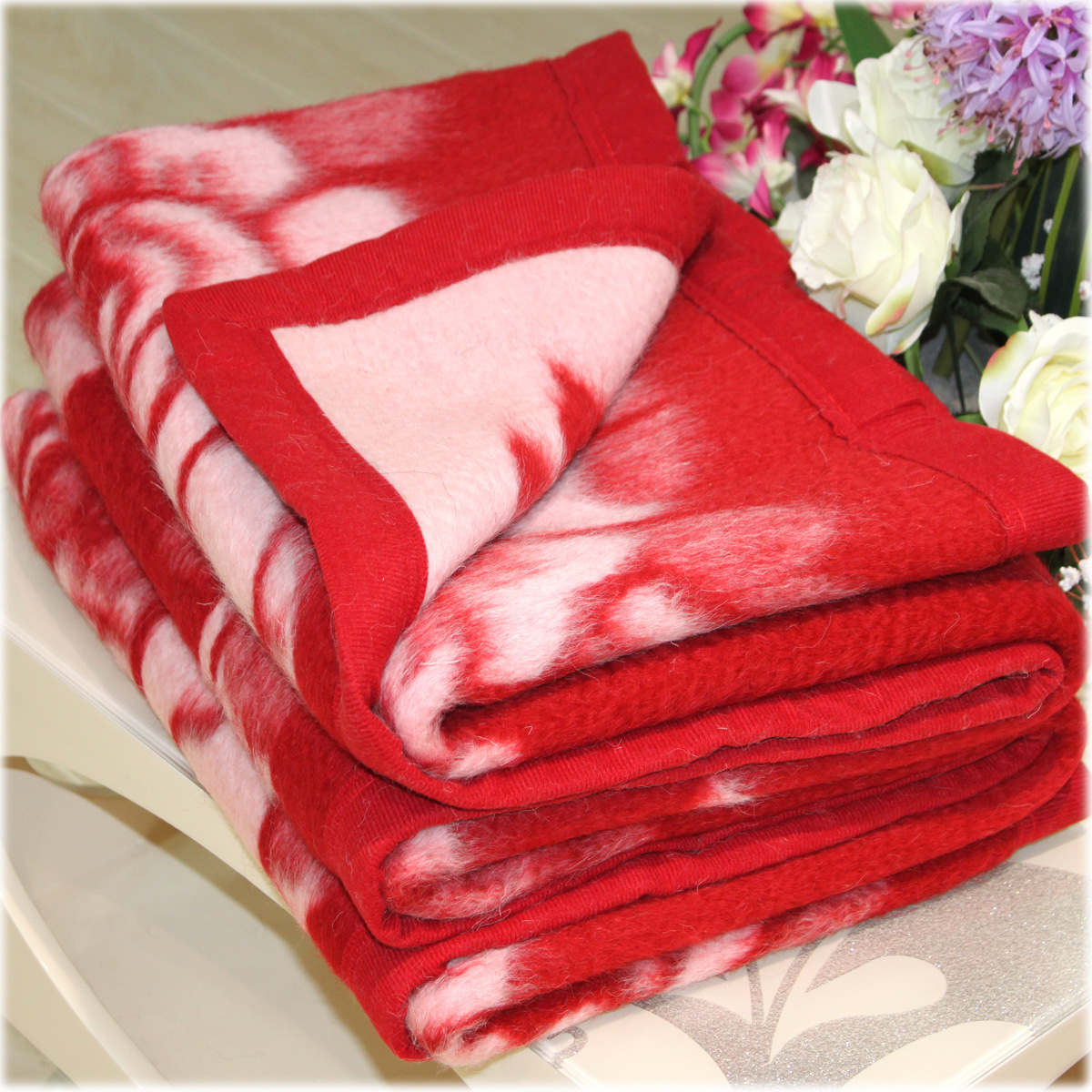 双虎羊毛毯婚庆毛毯