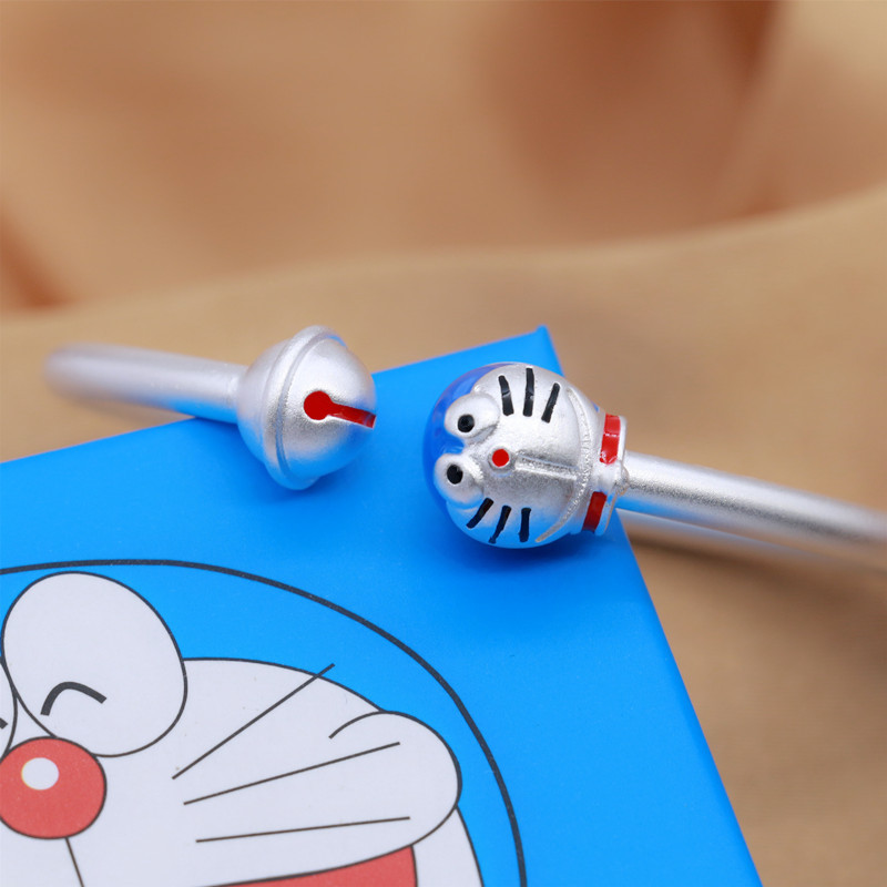 s990纯银儿童手环蓝胖子哆啦a梦叮当猫手镯亲子款大人小孩同款