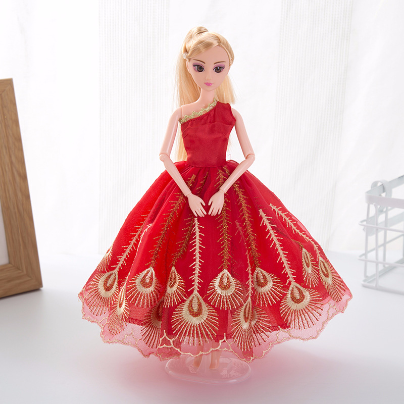 新齐芭比娃娃3d真眼关节公主女孩换装洋娃娃婚纱过家家女童玩具