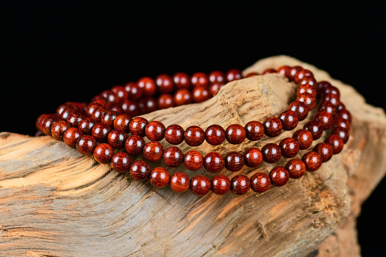 一件代发6mm印度小叶紫檀顺纹顺色满牛毛纹念珠手链文玩佛珠手串