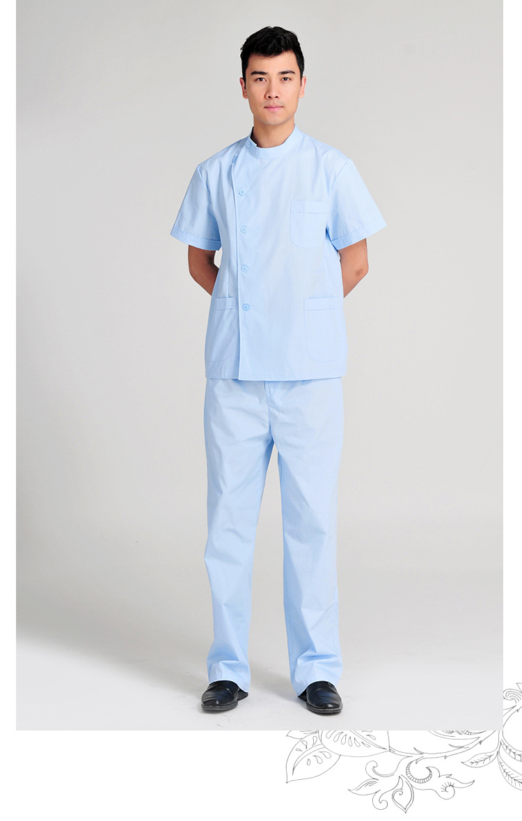 【其他】 立领对开白色分体短袖长裤套装 男护士服 医生男式短袖衬衫