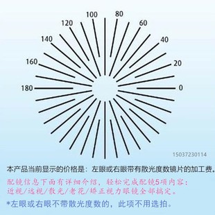 网上配镜——左右眼有散光选拍散光轴位即轴向散光镜片按轴向加工