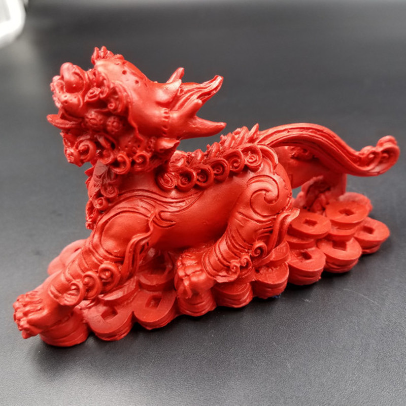 树脂貔貅挂件仿朱砂小摆件汽车摆件红色貔貅摆件