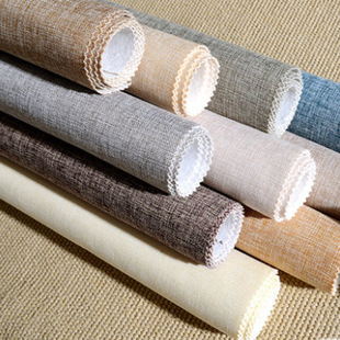 批发现代简约 素色亚麻无缝墙布酒店宾馆家装工程壁布批发