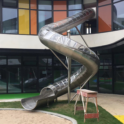 厂家直销大型商场幼儿园不锈钢滑梯定制高楼救生消防滑道