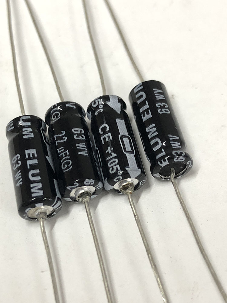 厂商直供 elum 卧式 轴向 有极性 铝电解电容 22uf63v 6.3x16mm