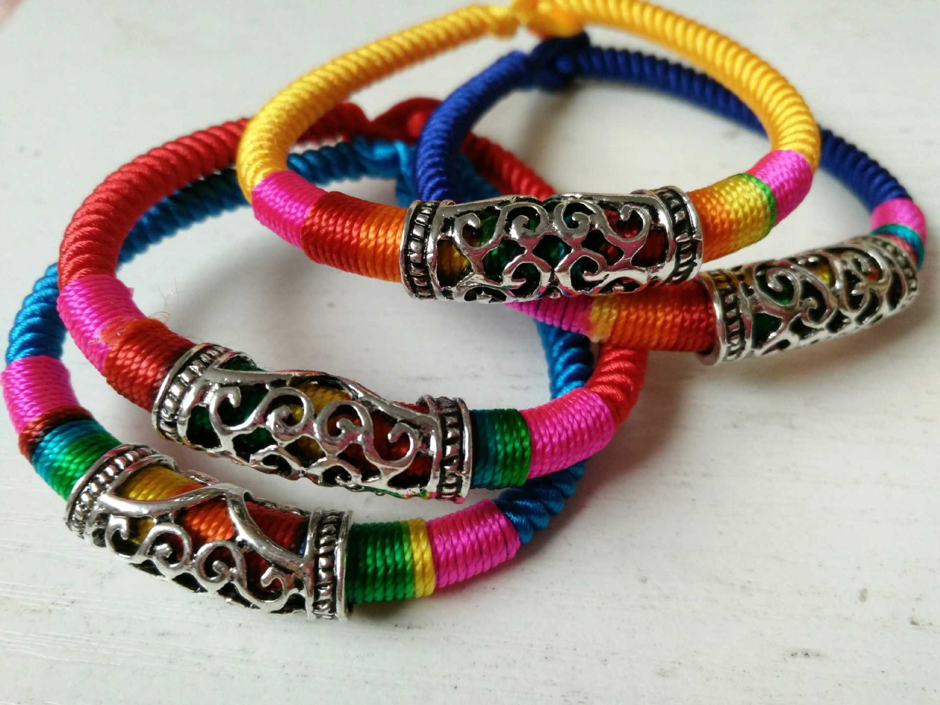 藏式金刚结五彩手绳手串手工编织保平安转运镂空五彩手链手绳