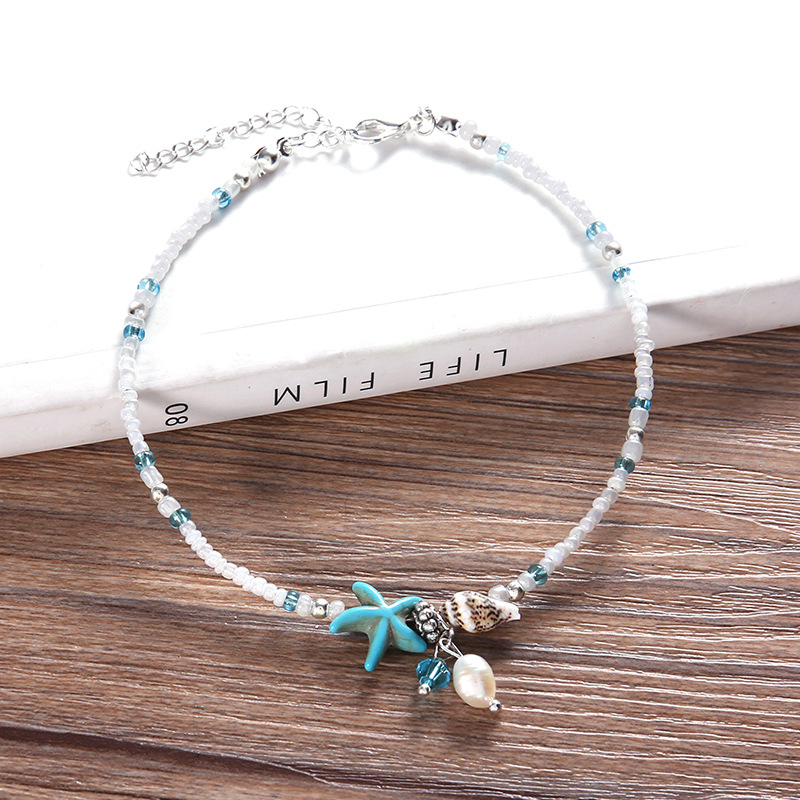 Cross-Border Jewelry Conch Starfish Beads Anklet Female European and American Foot Fashion Trendy Jewelry New Wholesale