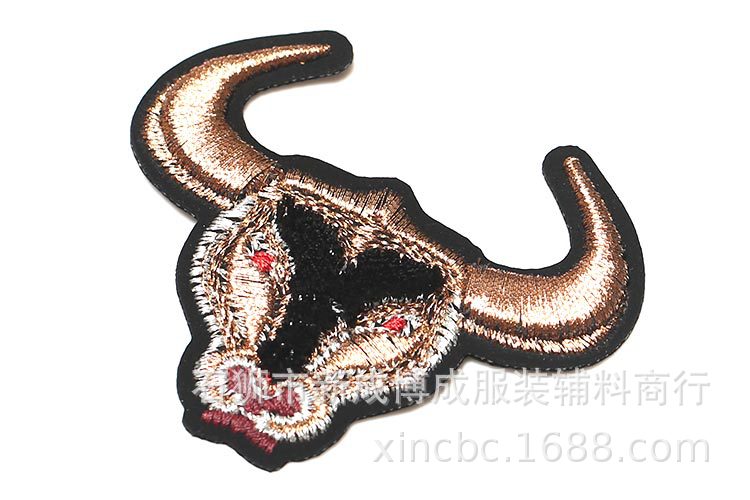 牙刷绣立体牛头刺绣logo布贴电脑绣花衣服补丁贴章仔包包帽贴批发