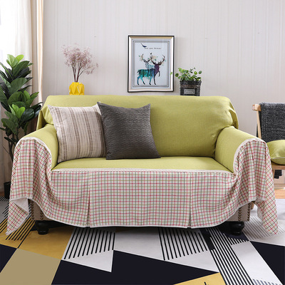 简约双拼双人沙发巾沙发套双拼