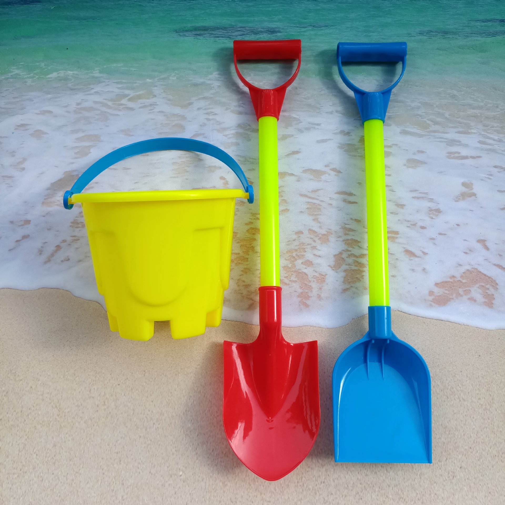 夏季热销儿童沙滩铲挖沙玩具990-15套装城堡桶沙模长工具手推车