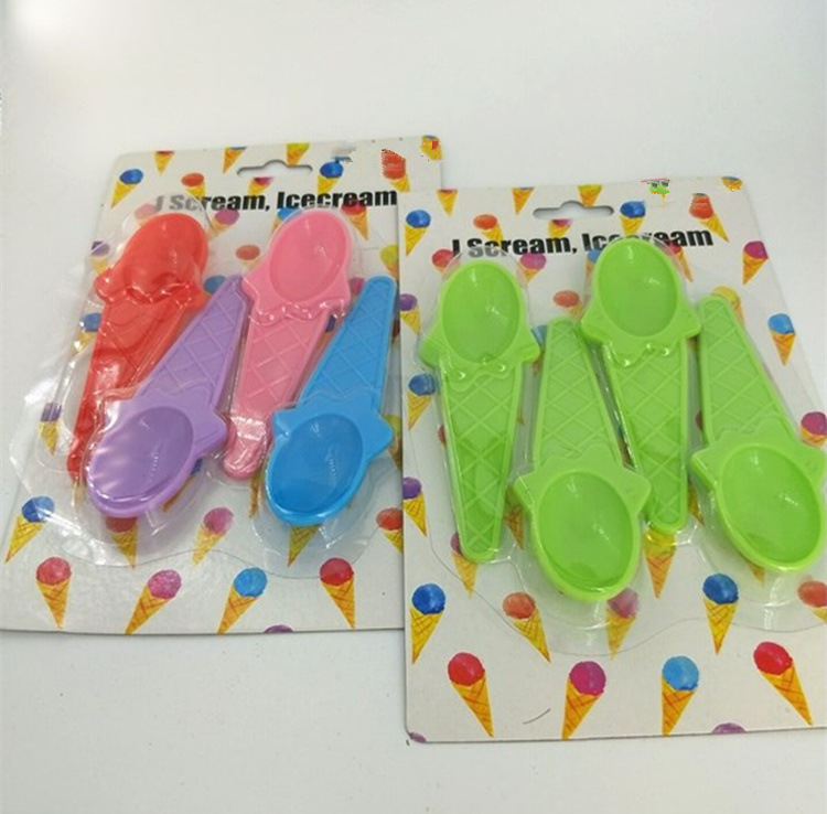 Spoon Ice Cream Spoon Children Spoon Plastic New Product Color Setting Wholesale Multi-Color Optional