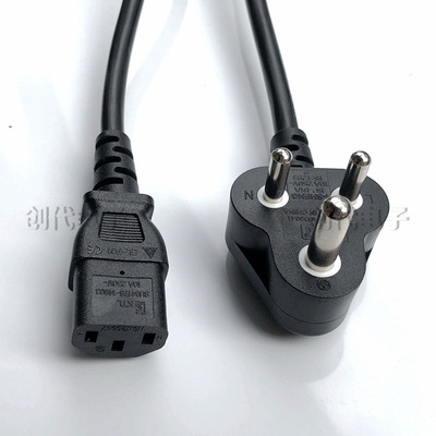 进出口isi认证印度规格标准电源线 印度两插 三插连接线 插头座线