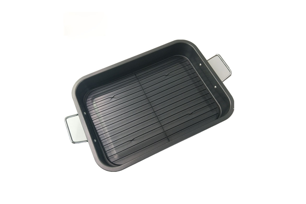 优质碳钢烤鸡盘深烤盘带网架烤鸡盘多功能烤箱烤盘