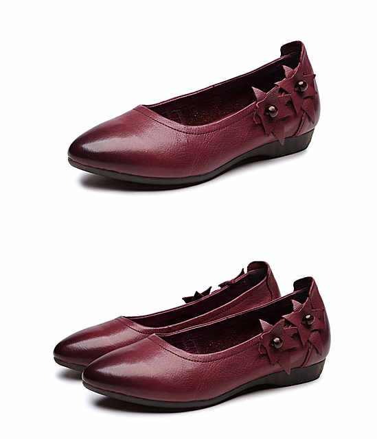 纤纤佳人2018春季新款原创手工真皮单鞋女个性花朵平底民族风女鞋