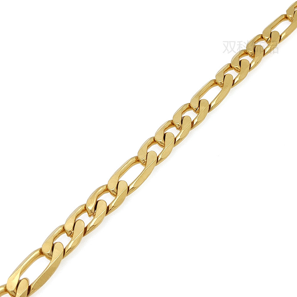 现货热销真空镀金费加罗链 9.5mm宽3:1nk六面磨链 不锈钢金色男士