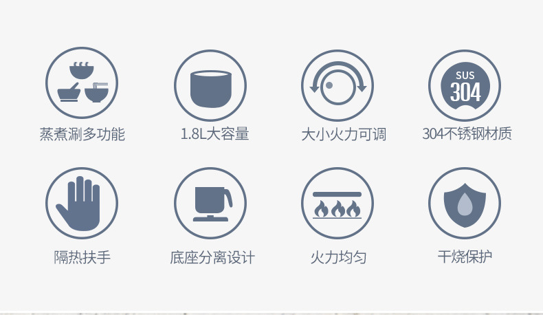 益多功能家用电煮锅电火锅迷你小电锅学生宿舍煮面锅y-dzg8