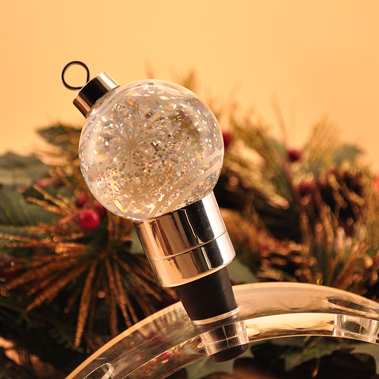 跨境专供水球香槟塞圣诞节日氛围装饰工艺品礼品出口批发酒瓶灯饰