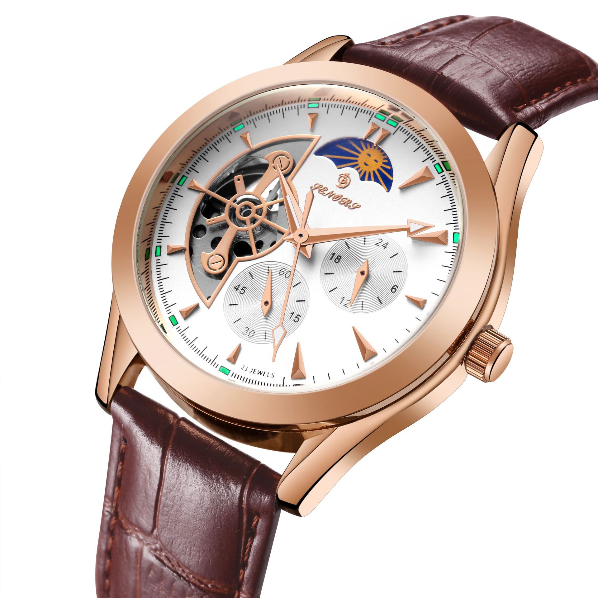 赛娜斯正品爆款sn120镂空男士高档全自动机械手表