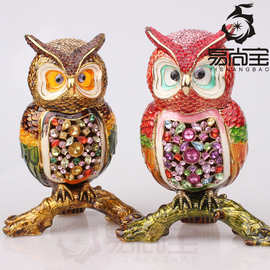 易尚宝 厂家直营 合金材质树枝猫头鹰 家居工艺品摆件ab500l