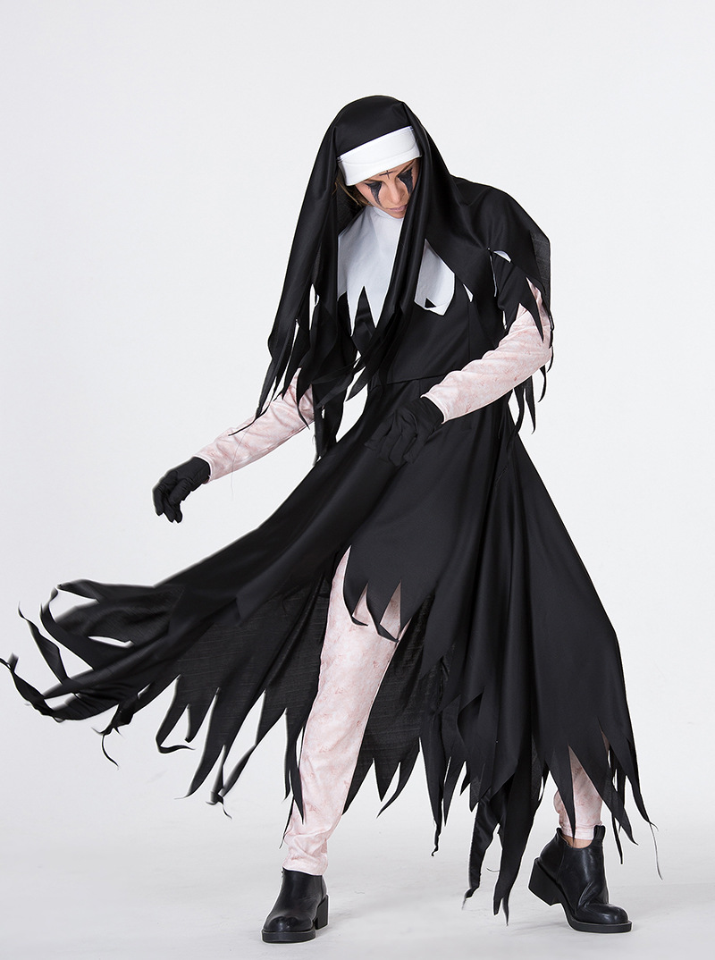 新款万圣节黑色恶魔服装吸血女巫修女装变装制服派对 分码 加大码