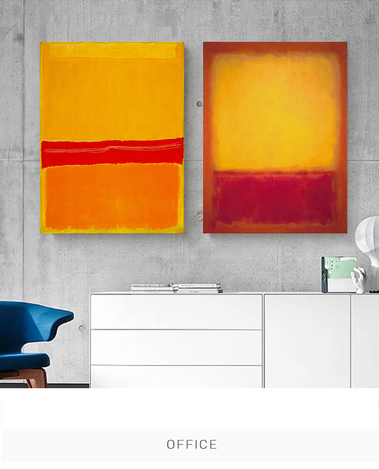 马克罗斯科橙红黄抽象油画装饰画大师极简色块艺术壁画玄关无框画