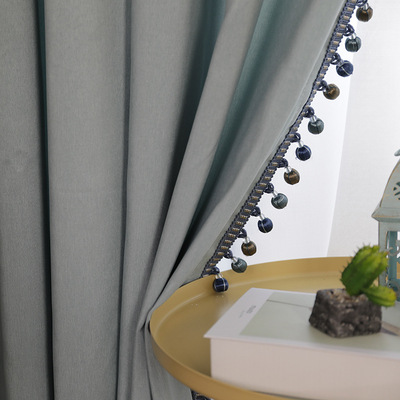 现代简约素色竹节棉窗帘 客厅卧室专用遮光成品窗帘布 多色可选