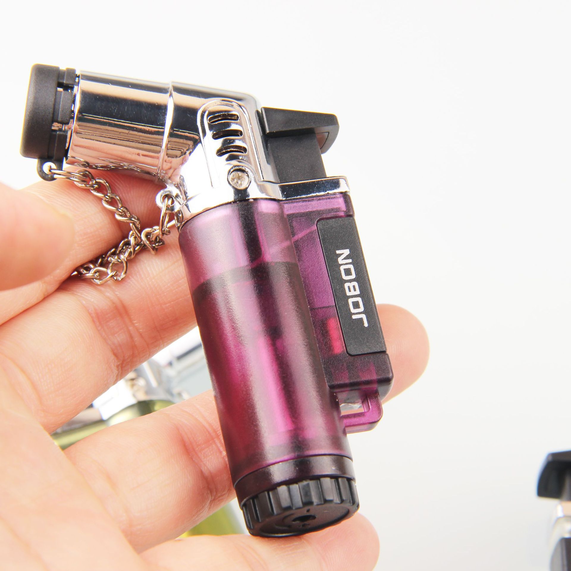 中邦jobon创意防风充气打火机直冲透明金属打火机批发zb-962