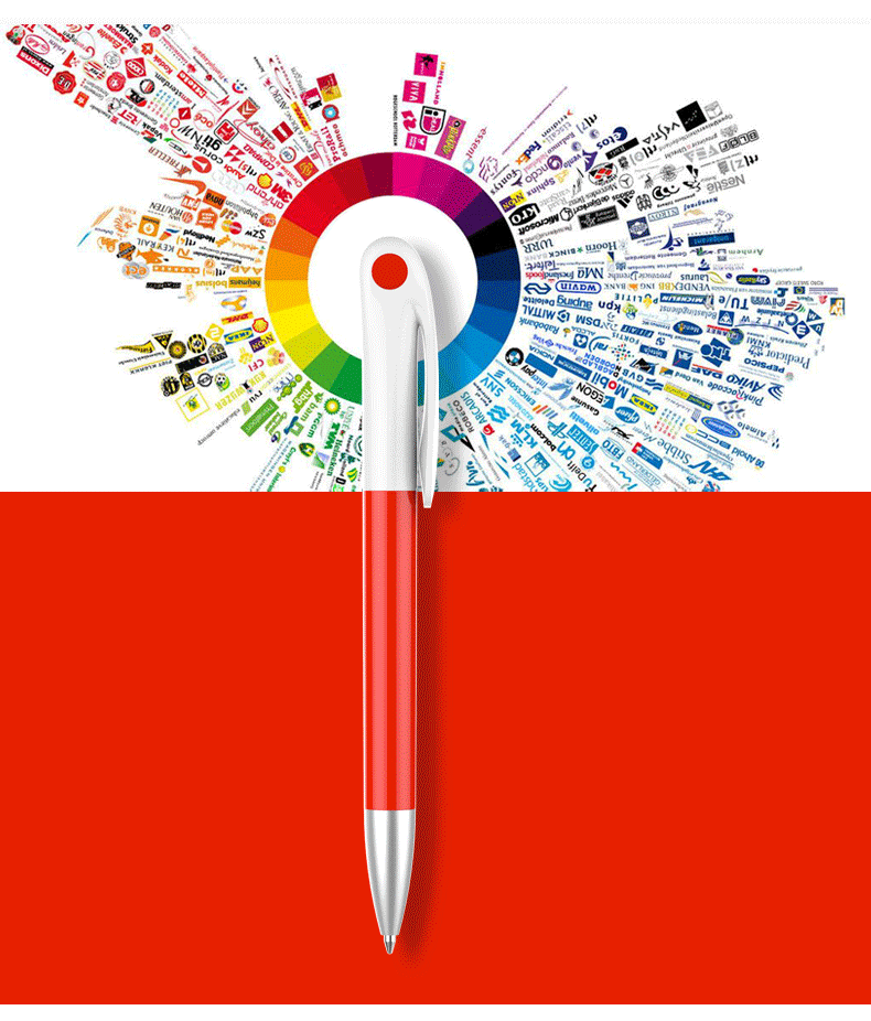 创意混搭颜色圆珠笔 促销定做广告笔定制logo 可换中性笔芯 50支