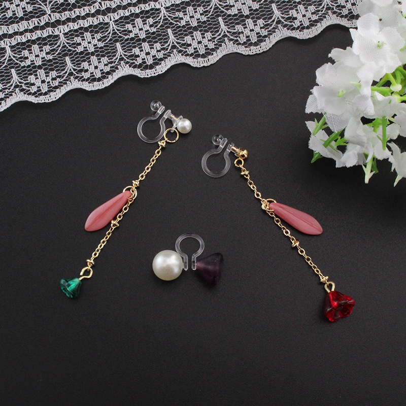 日本透明塑料耳夹可粘式可挂式耳夹耳坠diy手工制作耳饰品配件