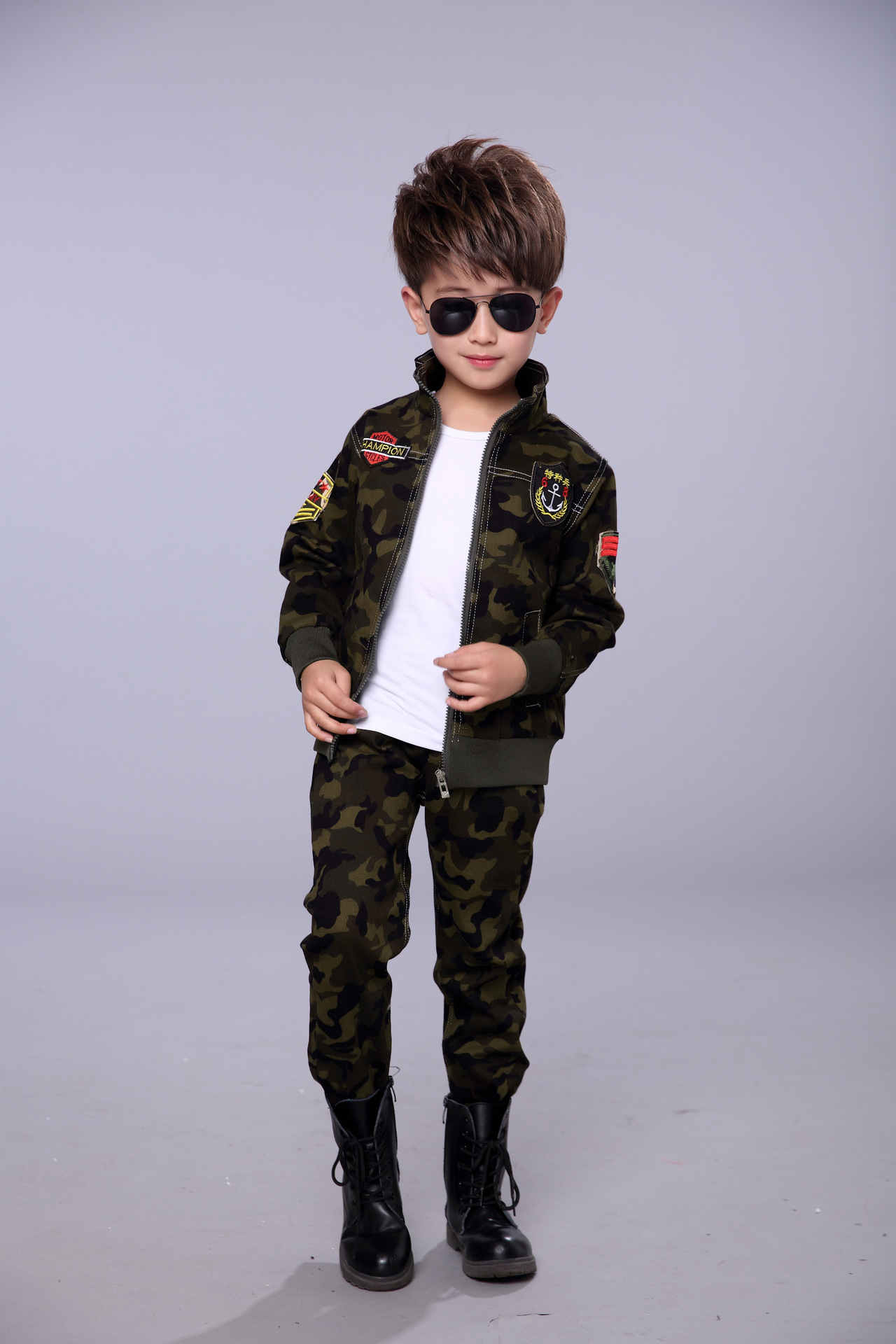 儿童迷彩服男童秋冬款加绒小孩野战特种兵服运动小军装制服套装