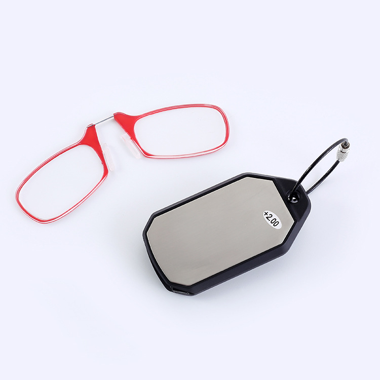 Factory Direct Supply Cross-Border Pc Clamp Nose Old Soft Silicone Thin Reading Glasses Keychain Light and Portable Reading Glasses