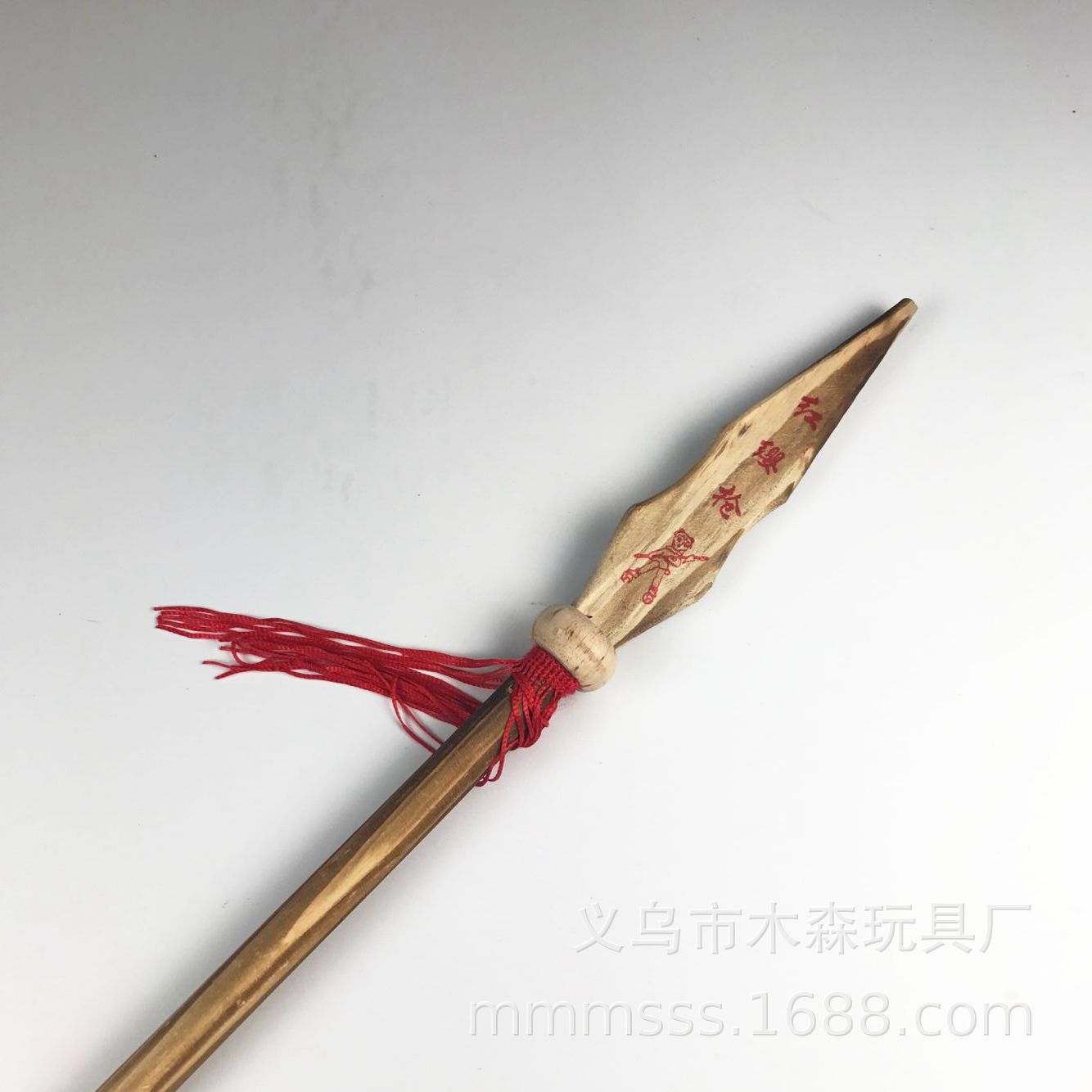 碳化木质红缨枪哪吒兵器西游记道具竹木儿童玩具刀剑模型工艺品