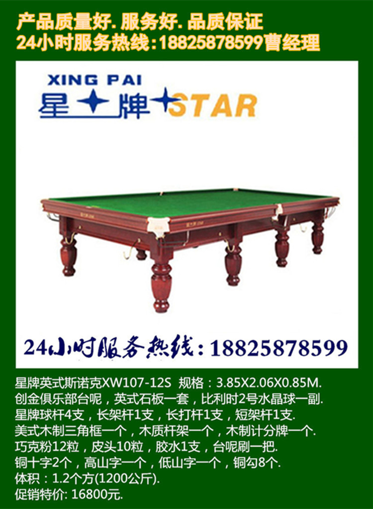 台球桌 标准 成人 球星牌台球桌 桌球台 台球杆架 台球桌