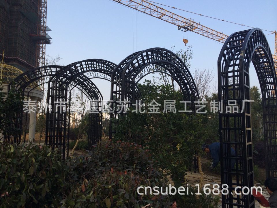 欧式景观造型铁艺廊架拱门穹顶 钢结构氟碳凉亭公园连体拱形花架
