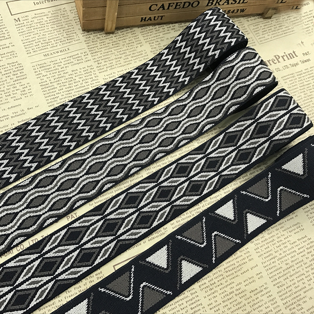 dgxl厂家直销涤纶提花松紧带有弹腰带平纹名族风弹力织带现货批发