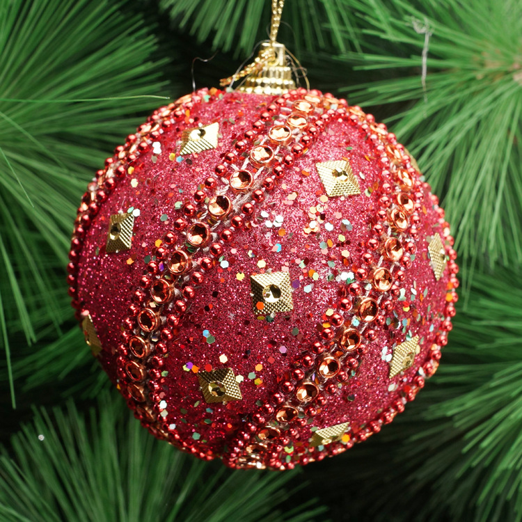 贴钻金粉圣诞彩球装饰泡沫吊球圣诞节装饰品商场酒店橱窗场景