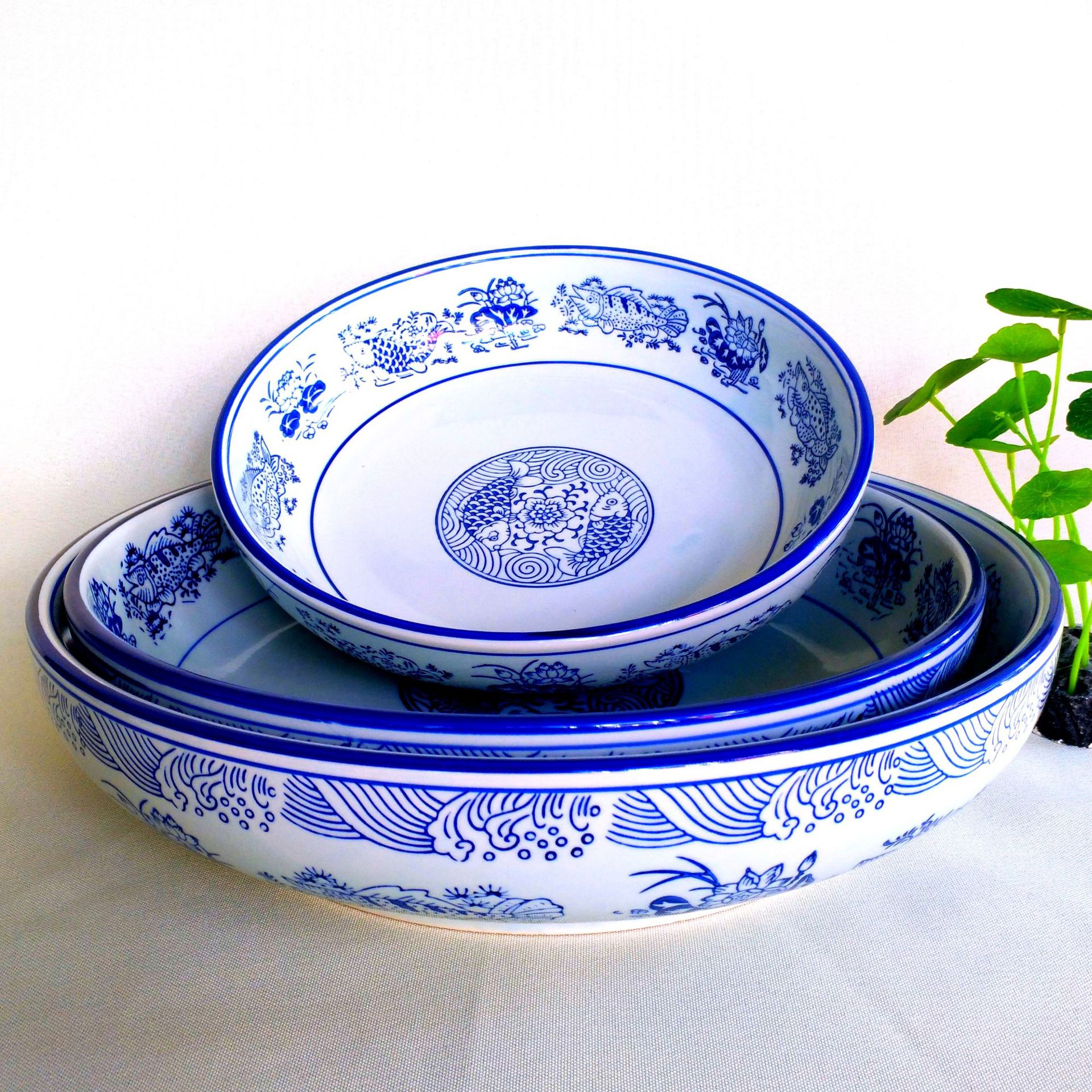 厂家直供批发中式复古陶瓷大碗青花大海碗水煮鱼碗面碗酸菜鱼盆