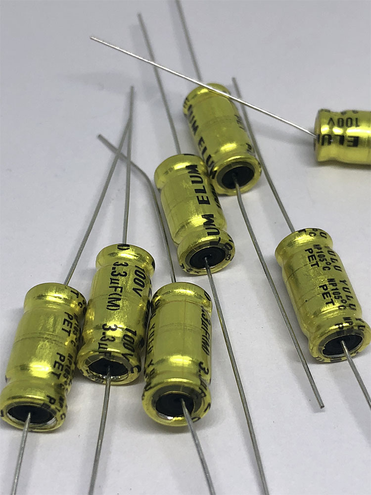 供应优质音频电容 卧式 轴向 无极性 电解电容 3.3uf100v 8x17