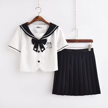 日系甜美可爱熊猫刺绣软妹正统短袖JK制服水手服女夏学生套装