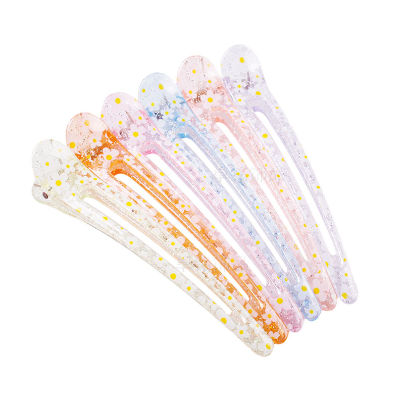 Zhuoming High Quality Plumeria Rubra Tweezers Small White Flower Duckbill Clip Color Translucent Crocodile Clip Plastic Hair Beauty Clip