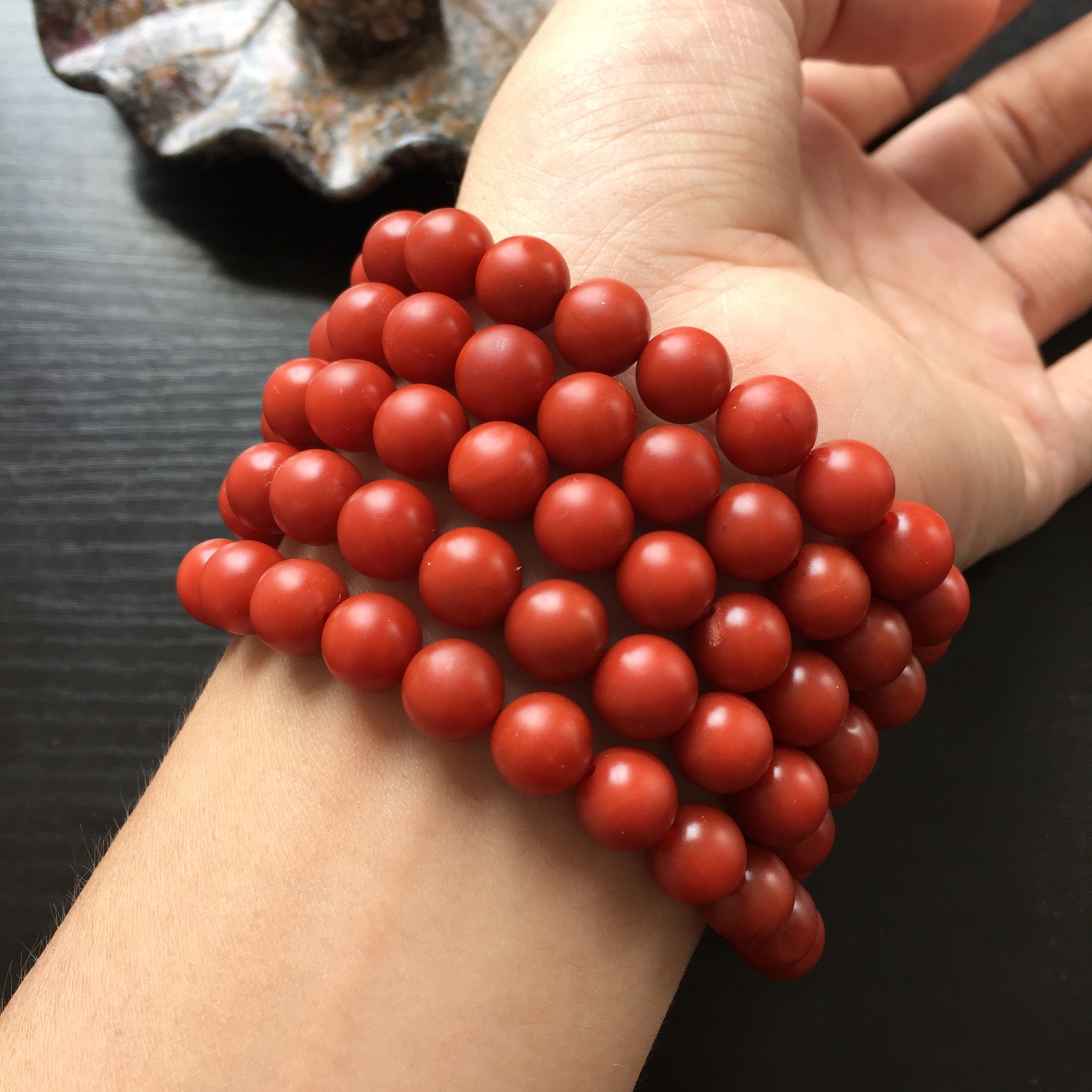 保山南红108佛珠 柿子红满色满肉南红玛瑙 天然保山南红手串佛珠