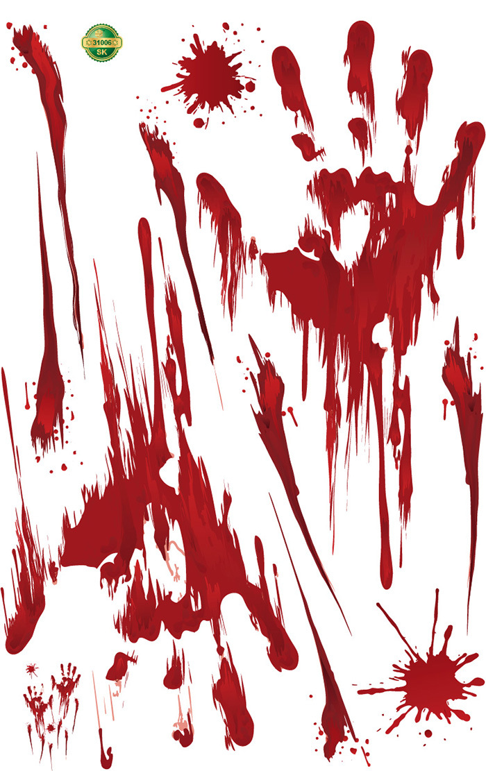 sk31006万圣节创意血手印鬼屋酒吧墙贴橱窗门窗角落客厅背景装饰