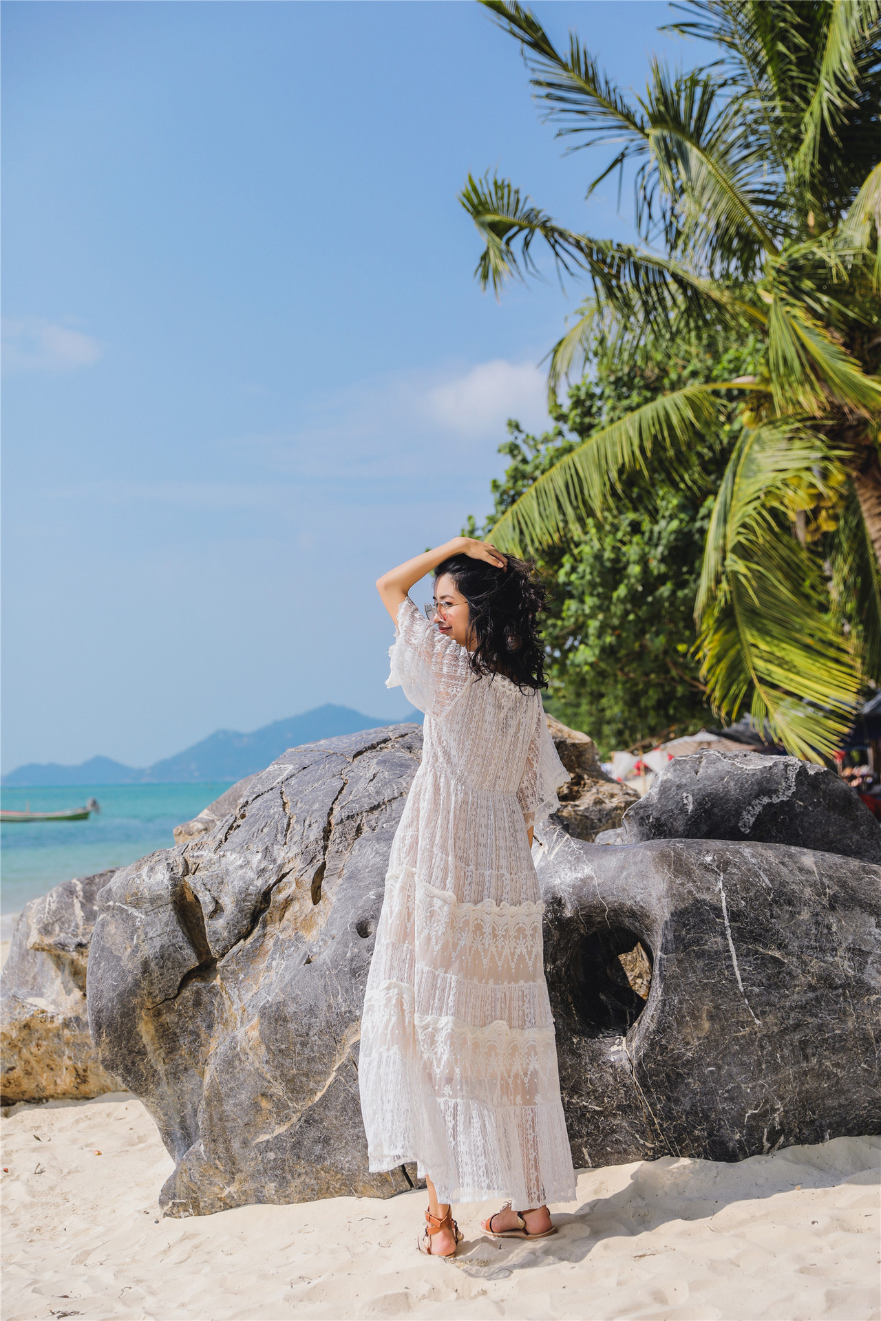 2018海岛沙滩裙海边度假同款蕾丝长裙连衣裙仙女海边女夏xw055