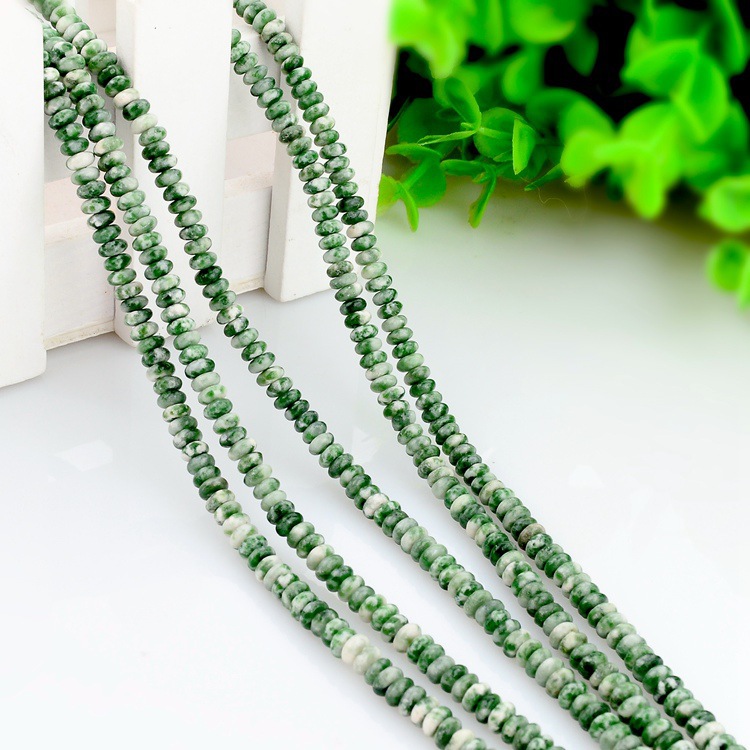 绿点石2*4mm算盘珠散珠批发石头抛光原石饰品配件手链毛衣链隔片