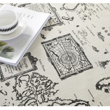 跨境世界地图印花棉麻餐桌布酒店装饰台布茶几布盖巾